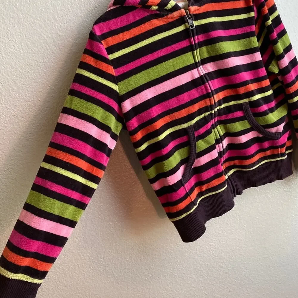 Gymboree Stripe Velour Hooded Zipper Jacket